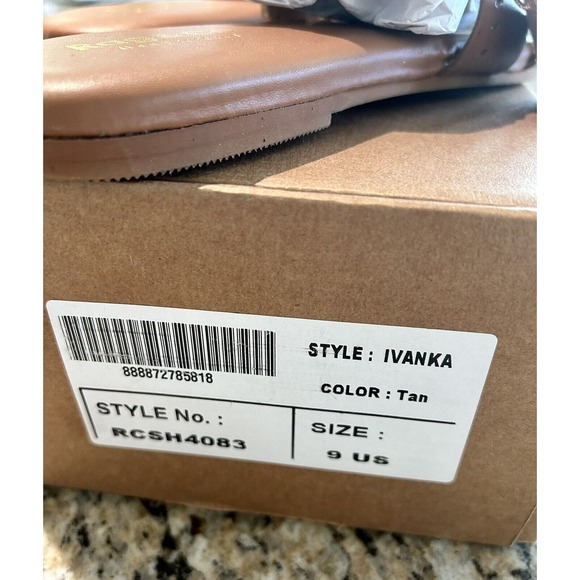 Rag & Co Sandal IVANKA Tan Brown Slide Leather Size 9 New In Box W/ Dust Bag - Picture 7 of 14